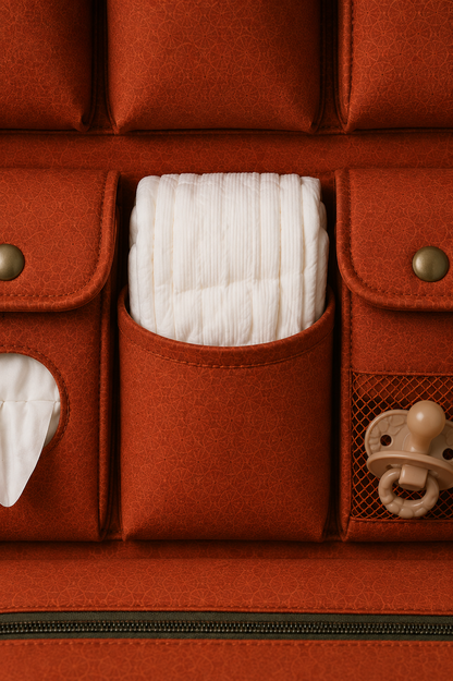 Diaper pocket holding a full stack — interior detail